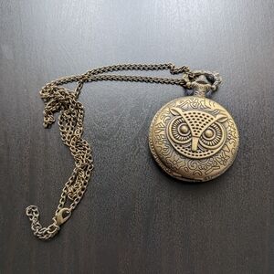 Owl Pocket Watch Necklace Rustic